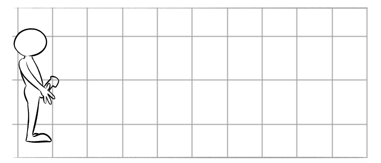 A stick figure watching price movements on a chart grid.
